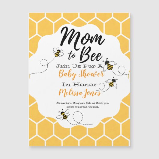 Mom-to-Bee Baby Shower Sweet as Honey Magnet Card (Front)