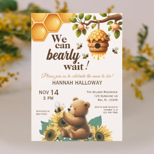 Mom to Bee Bearly Wait Baby Shower Invitation