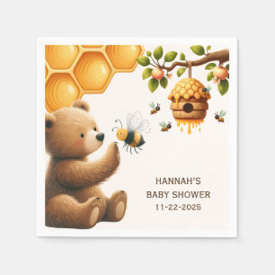 Mom to Bee Brown Bear Baby Shower Napkins