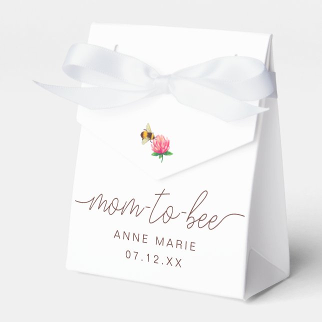 Mom-to-Bee, Bumble Bee Themed Favor Boxes (Front Side)