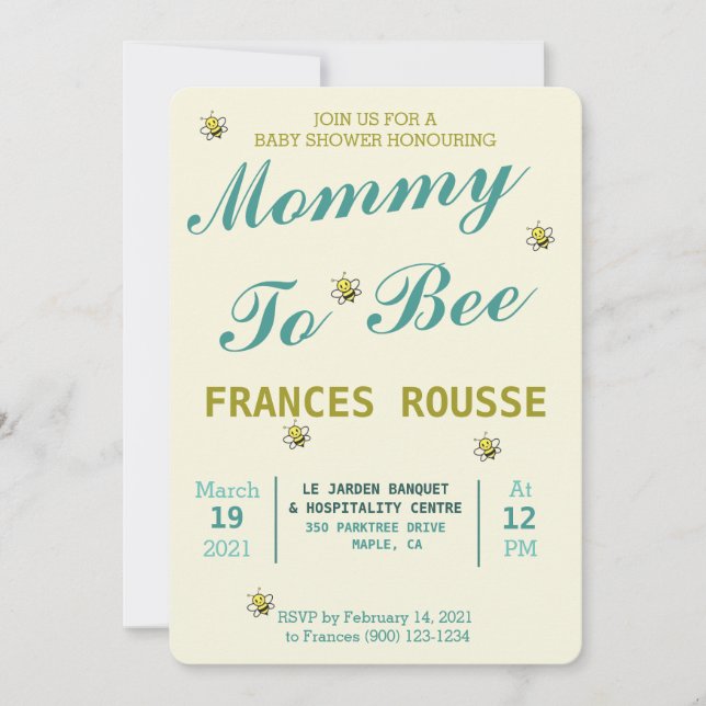 MOM TO BEE CUTE BABY SHOWER INVITATION (Front)