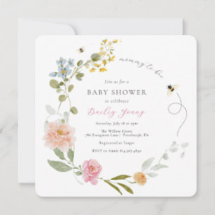 Mom to Bee Floral Baby Shower Invitation