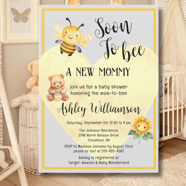 Mom-to-Bee Honey Bear Baby Girl Shower Invitation (Creator Uploaded)