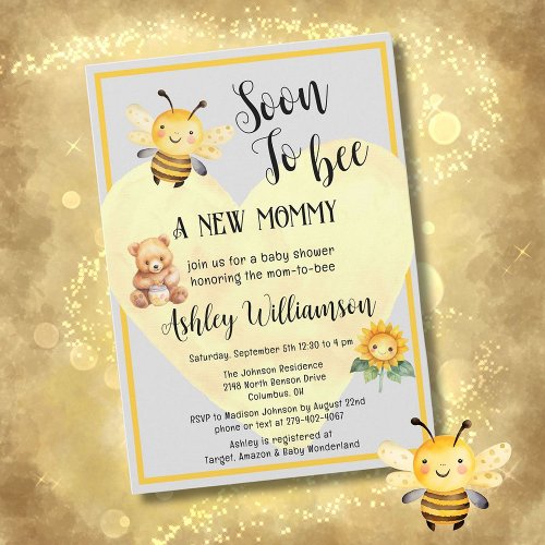 Mom_to_Bee Honey Bear Baby Girl Shower Invitation