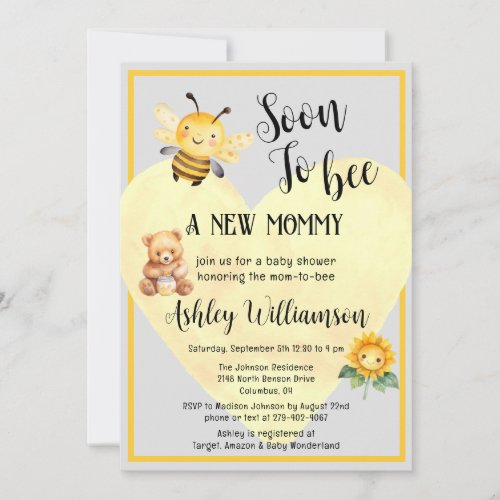 Mom_to_Bee Honey Bear Baby Girl Shower Invitation