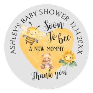 Mom-to-Bee Honey Bear Baby Shower  Classic Round Sticker