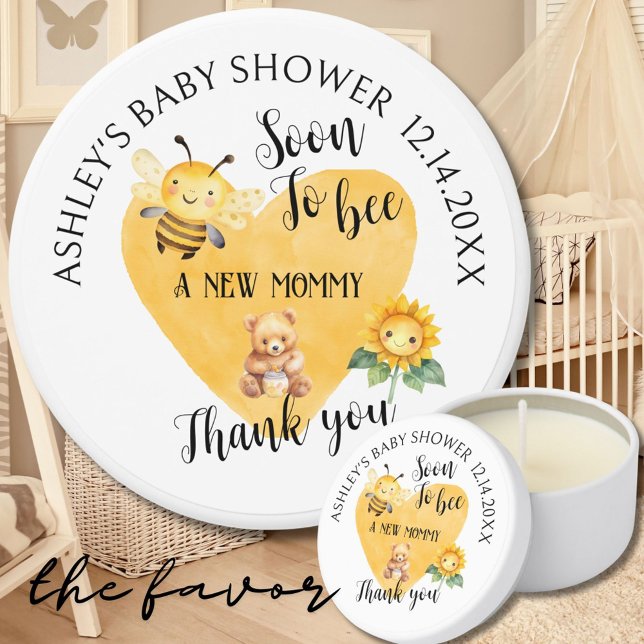 Mom-to-Bee Honey Bear Baby Shower  Mini Candle Favors (Creator Uploaded)