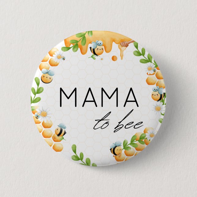 Mom to Bee Honey Bumble Bee Baby Shower Button (Front)