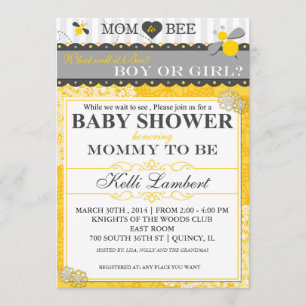 Mom to Bee Whimsical Bee Baby Shower Invitation