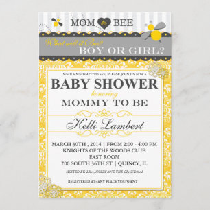 Mom to Bee Whimsical Bee Baby Shower Invitation
