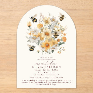 Mom To Bee Wildflower Floral Couples Baby Shower Acrylic Invitations