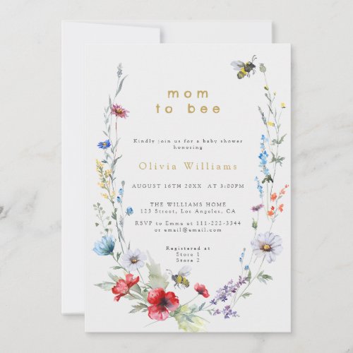 Mom To Bee Wildflower Meadow Baby Shower Invitation