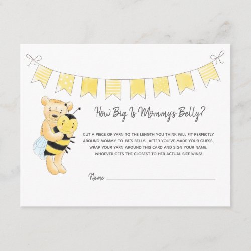 Mom_to_bees Belly Size Game Teddy Bear and Bee Enclosure Card