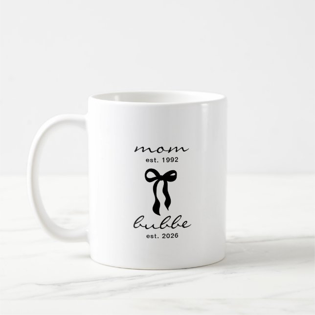 Mom to Bubbe Est Mug with Bow (Left)