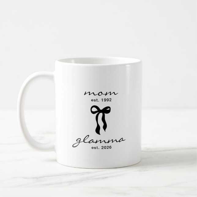 Mom to Glamma Est Mug with Bow (Left)