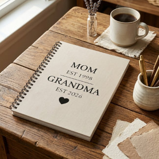 Mom to Grandma Est Year Family Journey Design Notebook