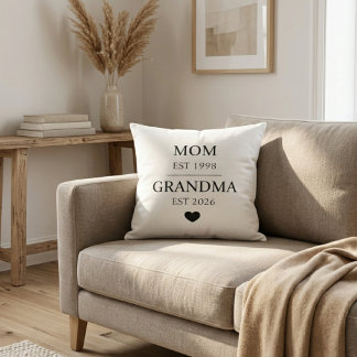 Mom to Grandma Est Year Generational Milestone Throw Pillow