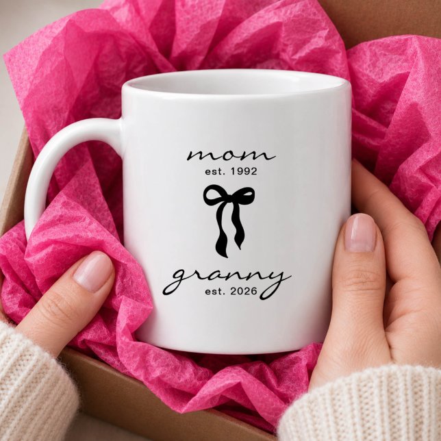 Mom to Granny Est Mug with Bow (Creator Uploaded)