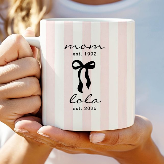 Mom to Lola Mug Pink Bow Stripes (Creator Uploaded)
