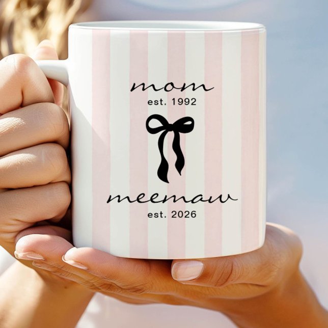 Mom to Meemaw Est Mug with Bow (Creator Uploaded)