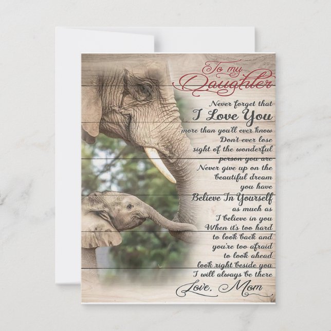 Mom To My Daughter Letter, Girl Birthday Gift Invitation (Front)