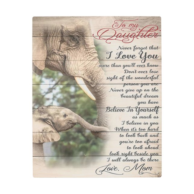 Mom To My Daughter Letter, Girl Birthday Gift Metal Print (Front)