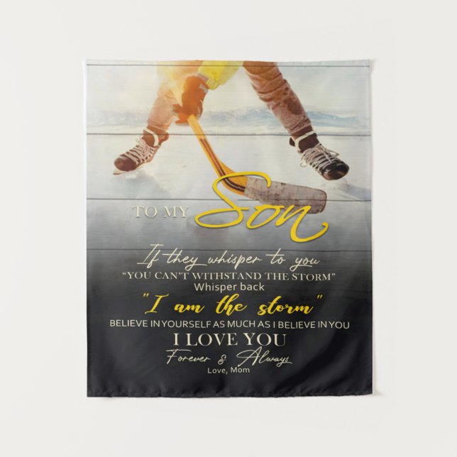 Mom To my Son Gift, Son Birthday Gift Idea Tapestry (Front)