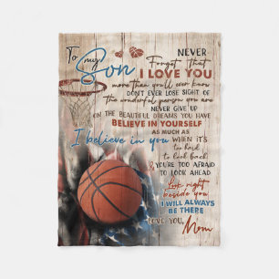 Mom To My Son I'll Always Be There Basketball Fleece Blanket