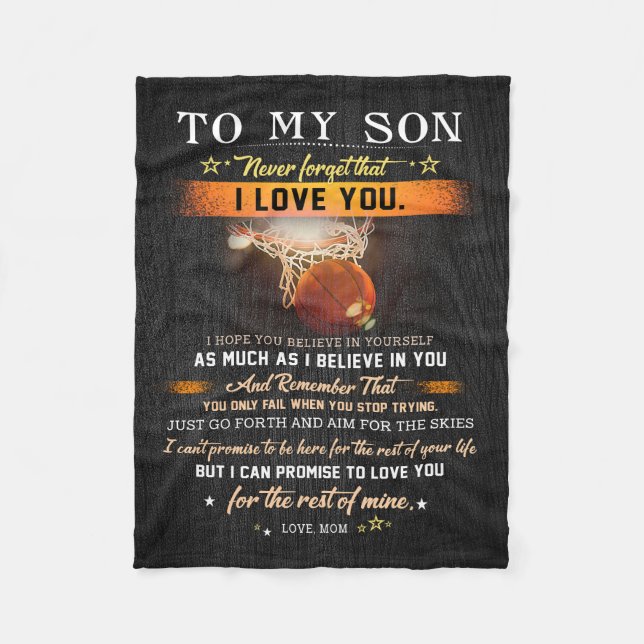 Mom To My Son Never Fotget That Basketball Fleece Blanket (Front)