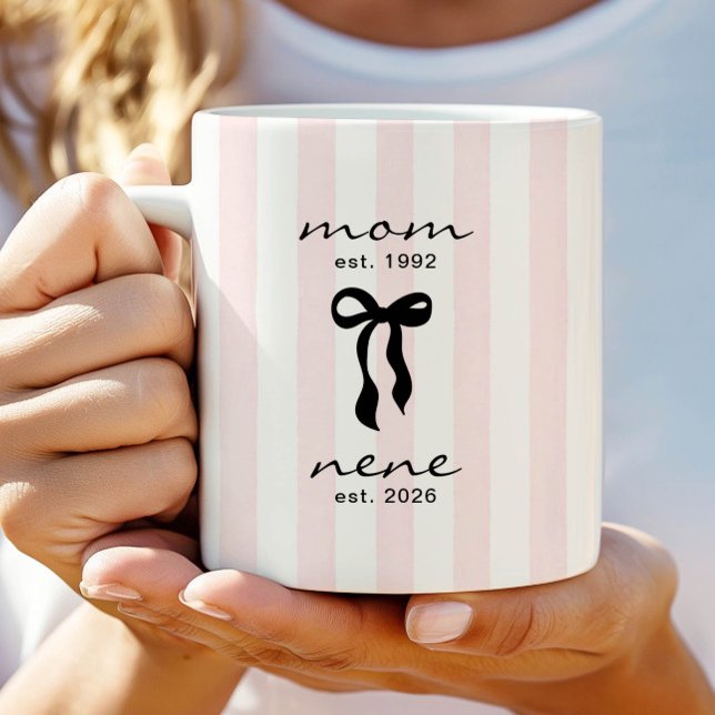 Mom to Nene Mug Pink Bow Stripes (Creator Uploaded)