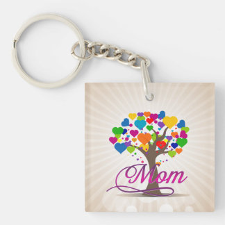 Mom Tree of Life Hearts Keychain