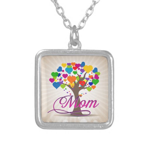 Mom Tree of Life Hearts Silver Plated Necklace