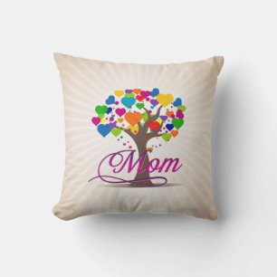 Mom Tree of Life Hearts Throw Pillow