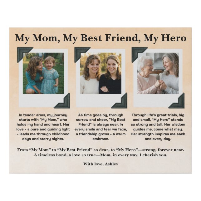 Mom Tribute Photo Collage Faux Canvas Print (Front)