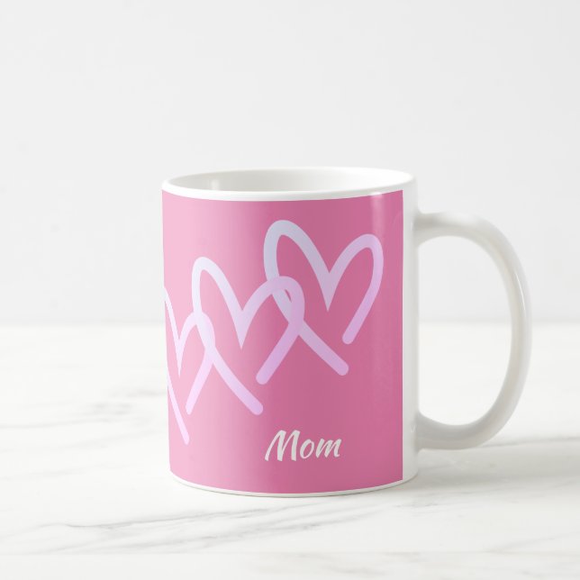 Mom Triple Pink Heart Coffee Mug (Right)