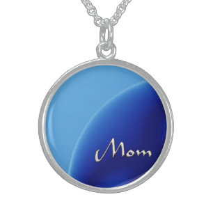 Mom Two Tone Blue Silver Pendant