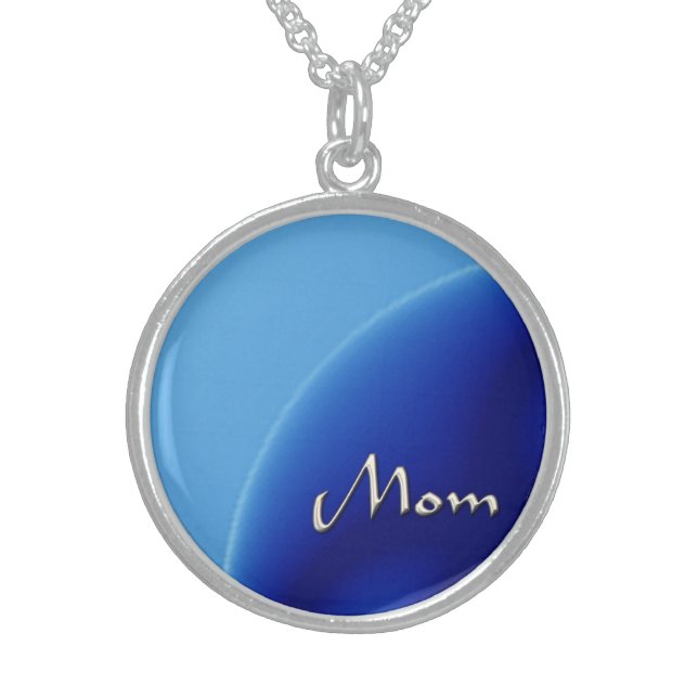 Mom Two Tone Blue Silver Pendant (Front)