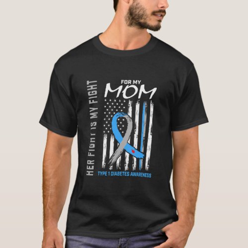 Mom Type One Diabetes Awareness Ribbon American T_Shirt