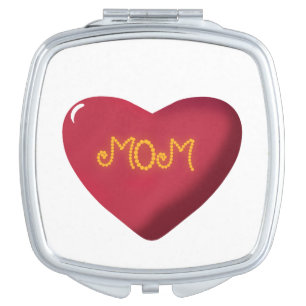 Mom Typography Design, Cute Mother Quote Text Art, Compact Mirror