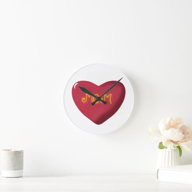 Mom Typography Design, Cute Mother Quote Text Art, Round Clock (Home)