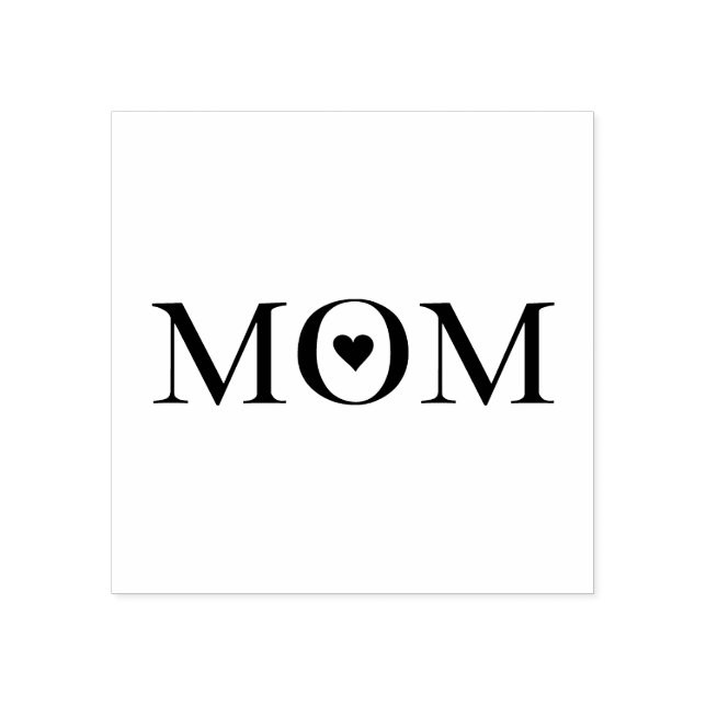 Mom Typography With Heart Rubber Stamp (Imprint)