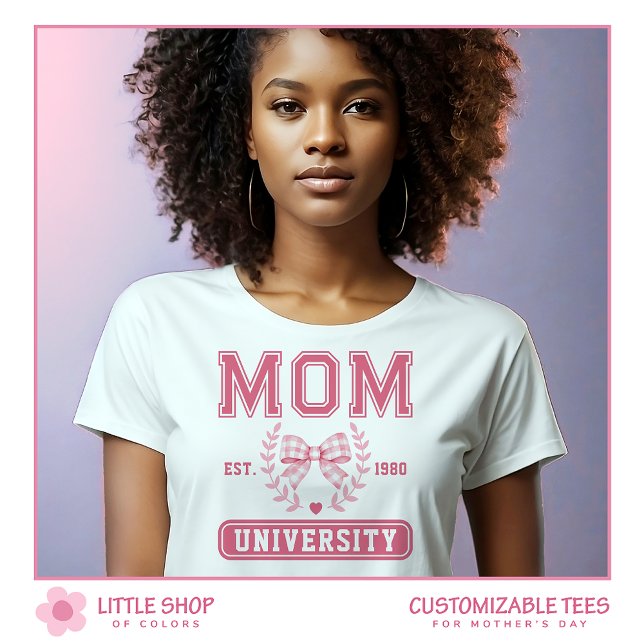 Mom University Pink Bow Mothers Day Tri-Blend Shirt (Creator Uploaded)