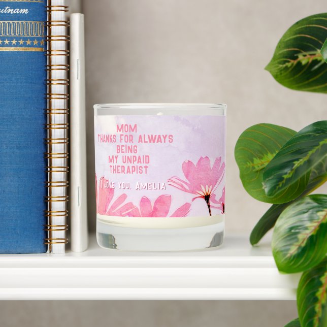 Mom Unpaid Therapist Funny Floral Mother's Day Scented Candle (Shelf)