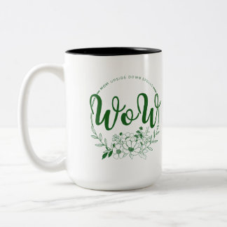 MOM upside down spells WOW! Two-Tone Coffee Mug