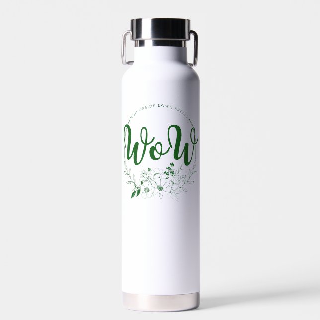 MOM upside down spells WOW! Water Bottle (Front)