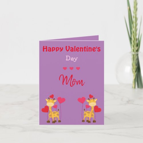 Mom Valentines Day Giraffe Holiday Card