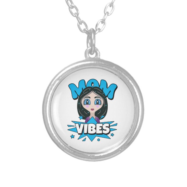Mom Vibes Silver Plated Necklace (Front)