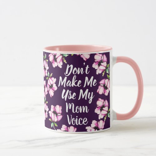 Mom Voice  Watercolor Purple Flowers Mug