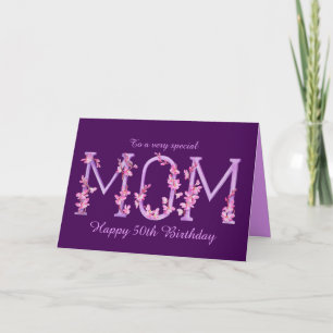 Mom watercolor Orchid custom 50th birthday card