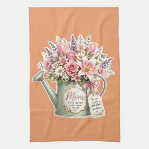 Mom Watering Can Flower Bouquet - Mother's Day Gif Kitchen Towel